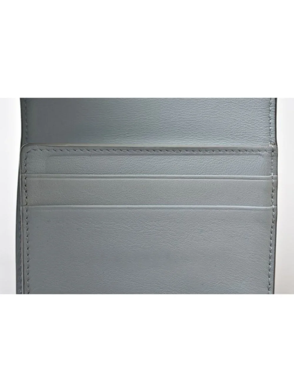 Celine Wallet Mini Small Folded Multi Function Trifold Gray Light Blue Leather